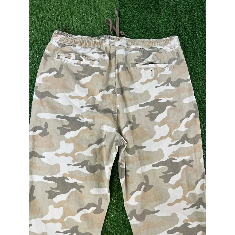 Aero Mens Camo Joggers Tan Beige Desert Camouflage Cotton Pants Large